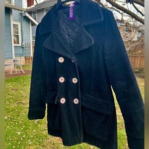 Vintage Y2K Free People Double-breasted blazer-style Peacoat Corduroy S Black